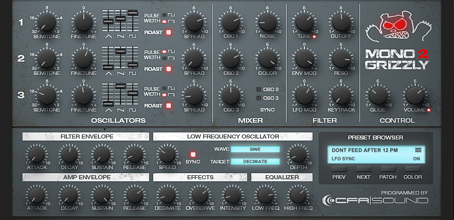 CFA Sound MonoGrizzly 2 User Interface 1