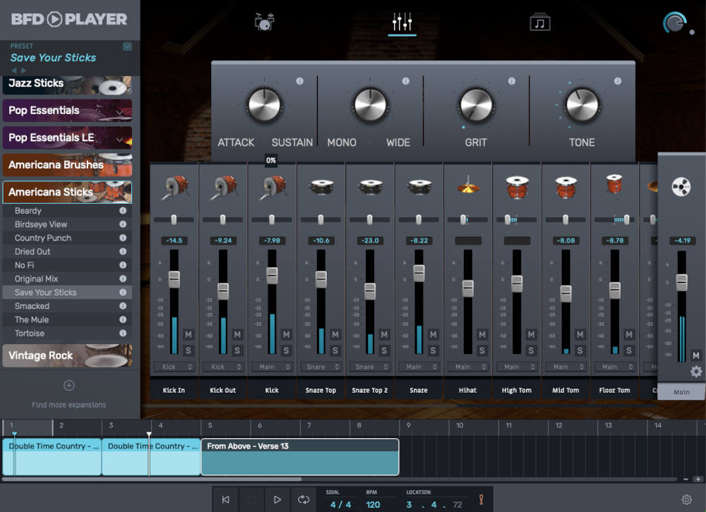 BFD Player Expansion: Americana Sticks - Mixer UI