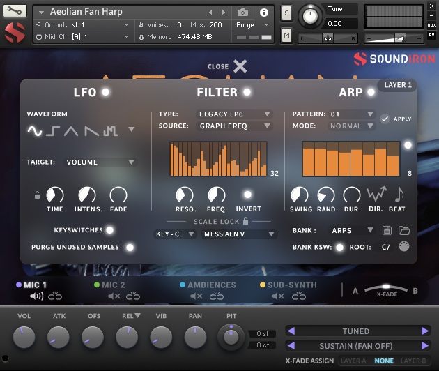 Soundiron Aeolian Fan Harp - UI - Advanced View