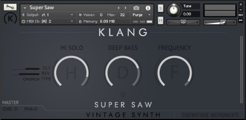 KLANG VINTAGE SYNTH: Super Saw - GUI