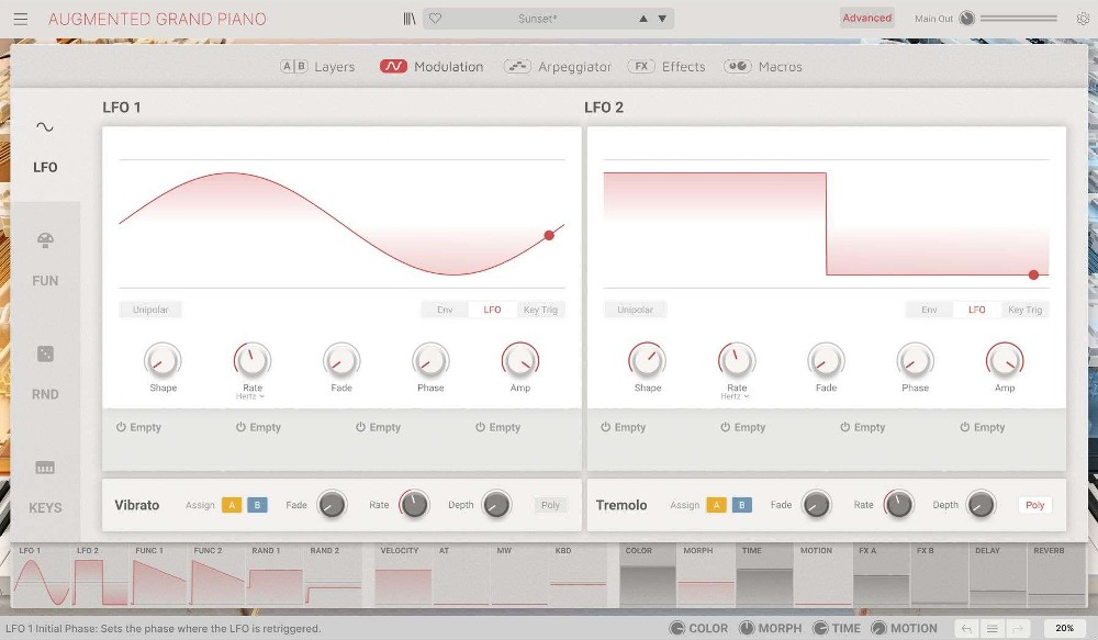 Arturia Augmented GRAND PIANO - Modulations View