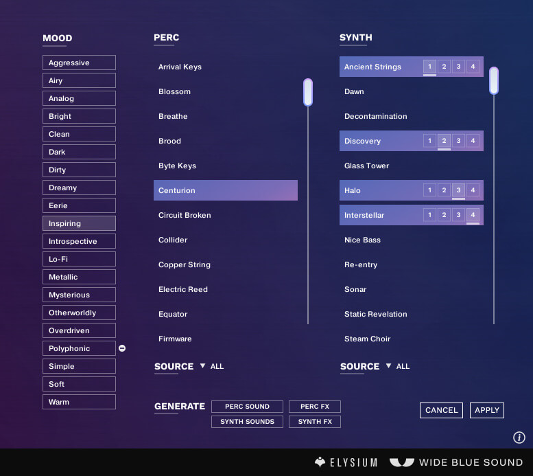 Wide Blue Sound ELYSIUM - Sound Browser