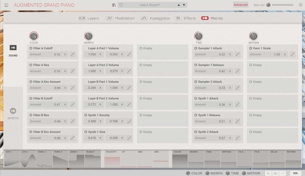 Arturia Augmented GRAND PIANO - Macros View