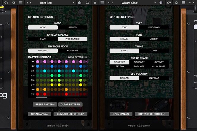 Moog Moogerfooger Effects Bundle MF-108S and MF-104S GUI
