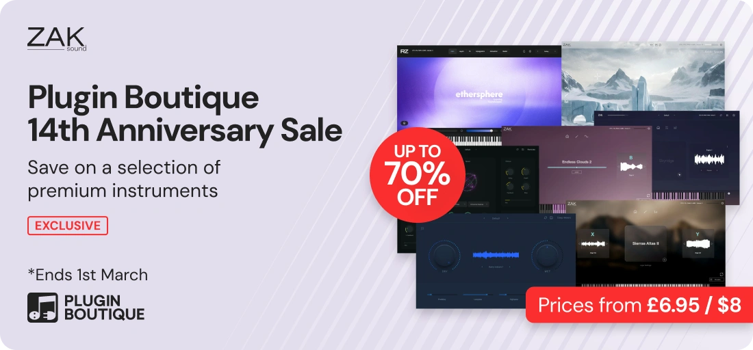 ZAK Sound x Plugin Boutique 14th Anniversary Sale (Exclusive)