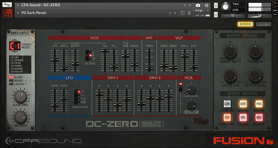 CFA-Sound DC-Zero Vintage Synth for NI Kontakt - Synth UI