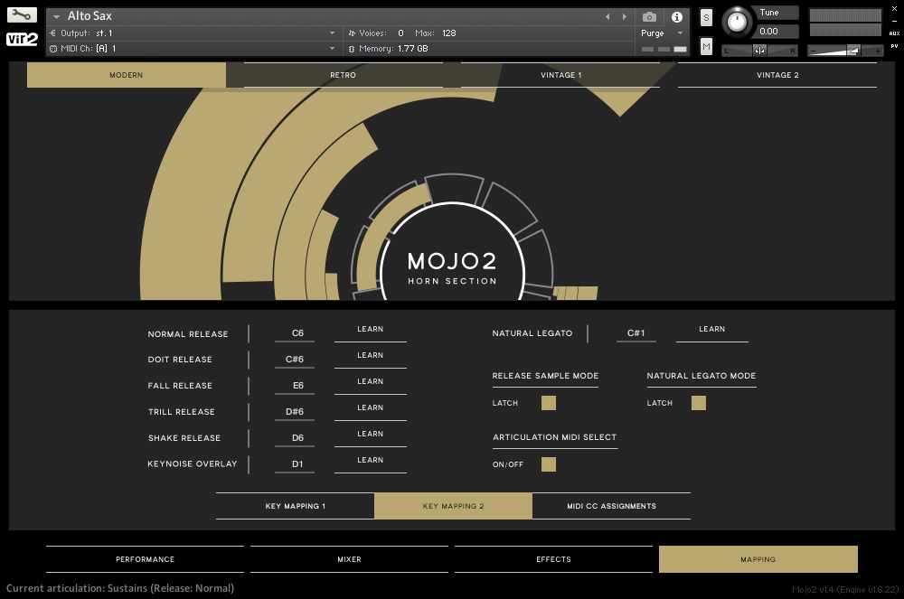 Mojo 2: Horn Section - User Interface (Key Mapping 2)