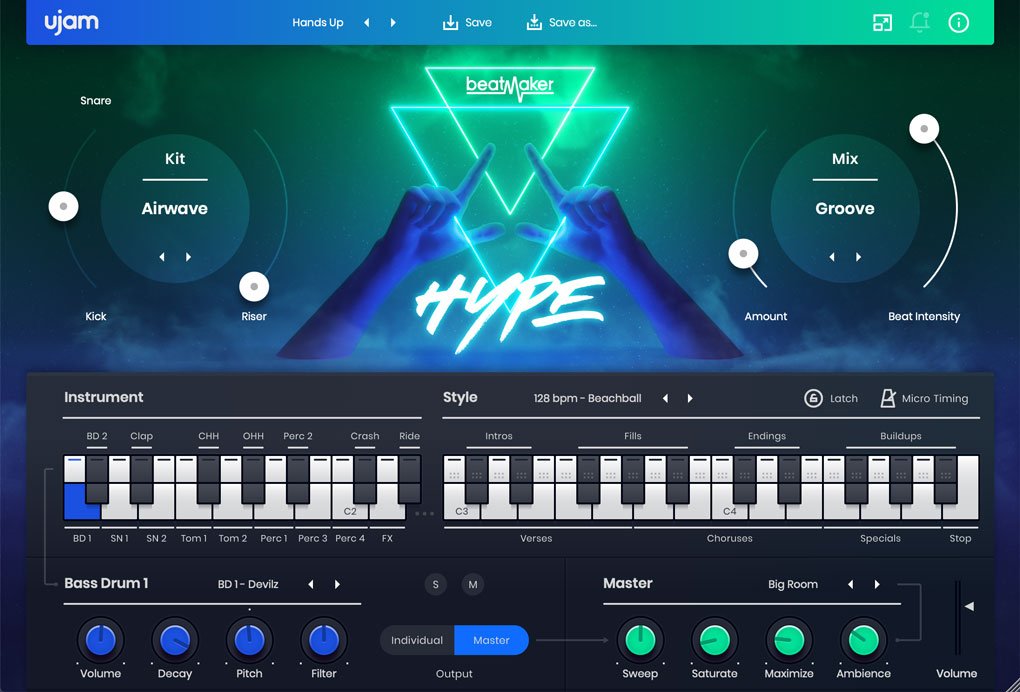 UJAM Beatkmaker HYPE - User Interface