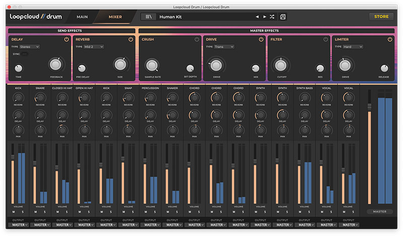 Loopcloud DRUM - Mixer UI 1