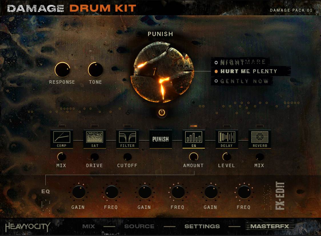 Heavyocity Damage Drum Kit - Master FX View