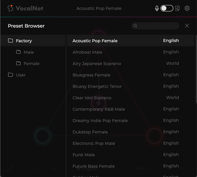 VocalNet - UI Presets