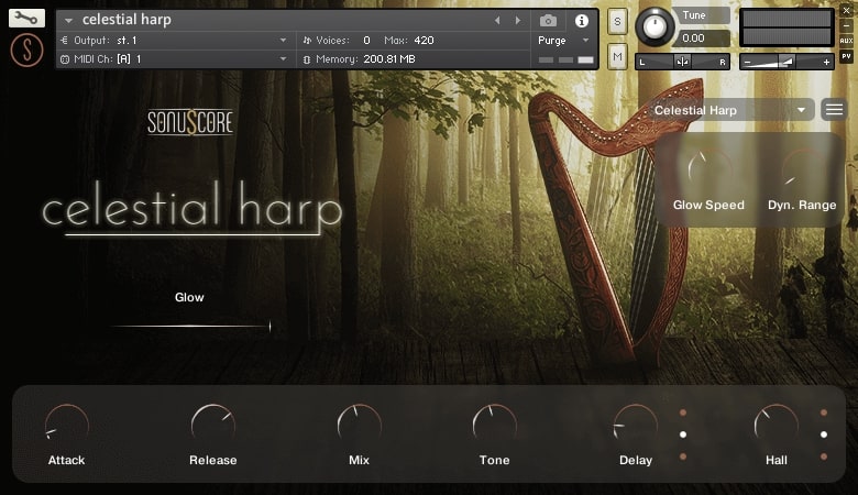 Sonuscore Celestial Harp - Settings