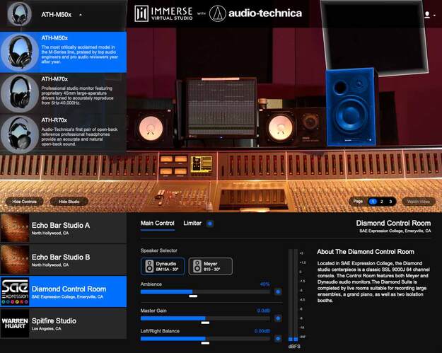 Immerse Virtual Studio | Audio-Technica screenshot
