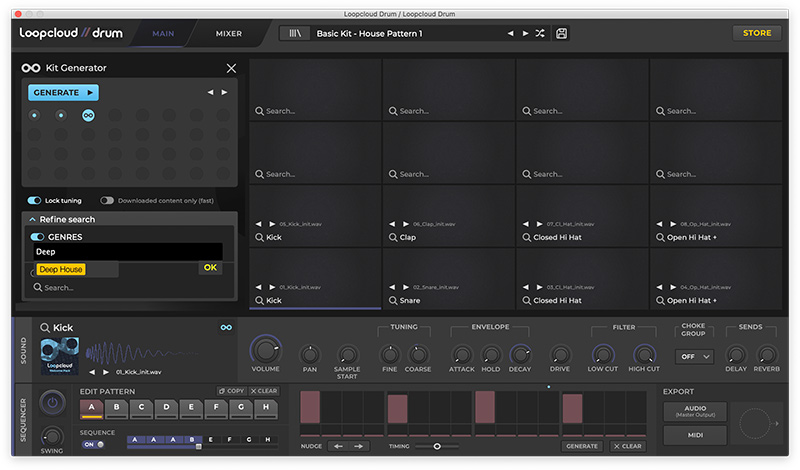Loopcloud DRUM - Kit Gen Genre Entry UI 1
