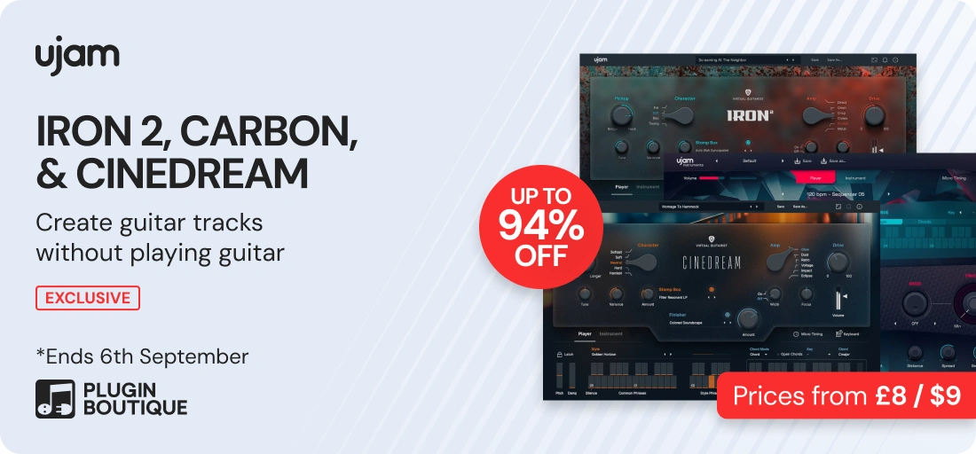 UJAM IRON 2, CARBON, & CINEDREAM Virtual Guitarist Sale (Exclusive)