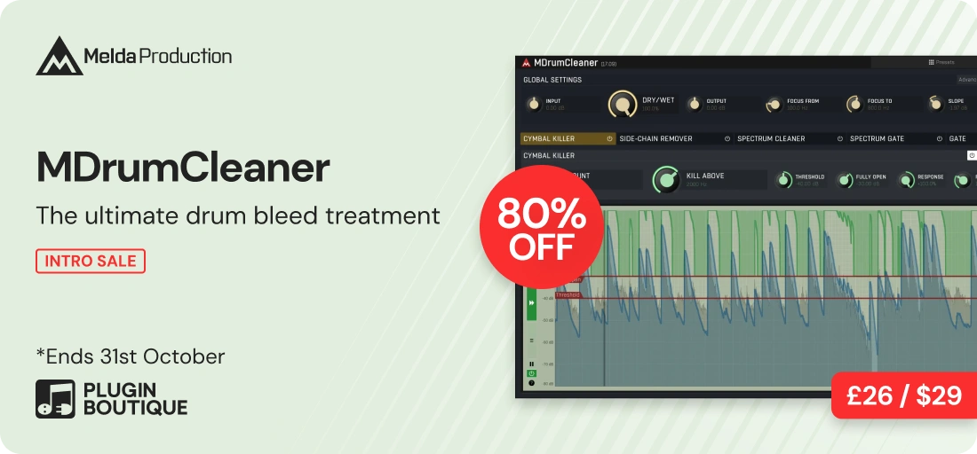 MeldaProduction MDrumCleaner Intro Sale