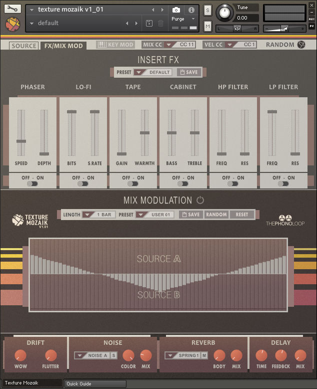 Texture Mozaik.01 FX/Mix Modulation User Interface
