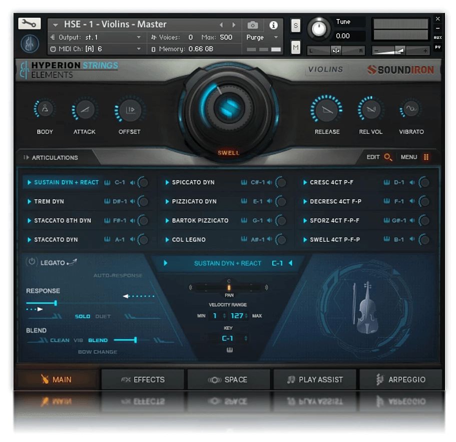 Hyerion Strings Elements - User Interface 1