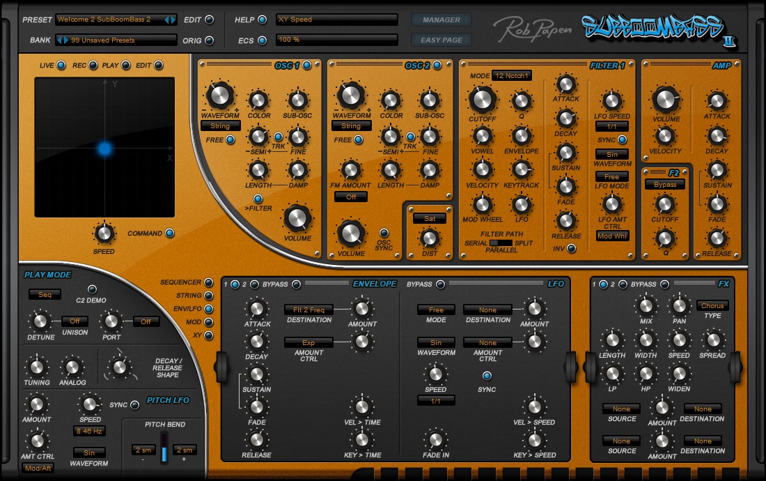 SubBoomBass 2 User Interface (Envelope LFO Window)