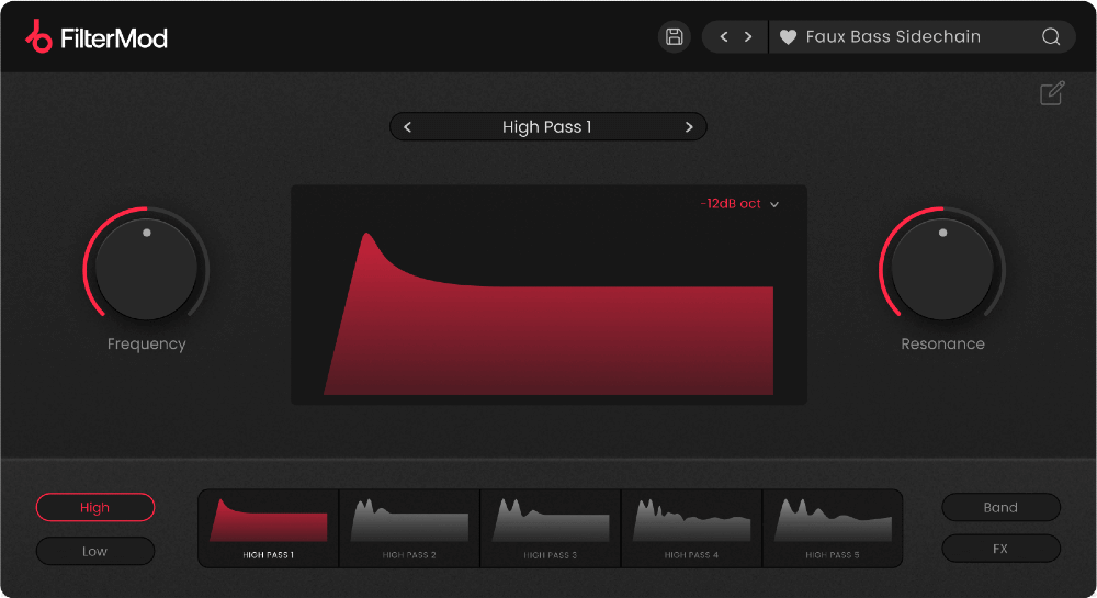 Plugin Boutique FilterMod - User Interface (Main Page)