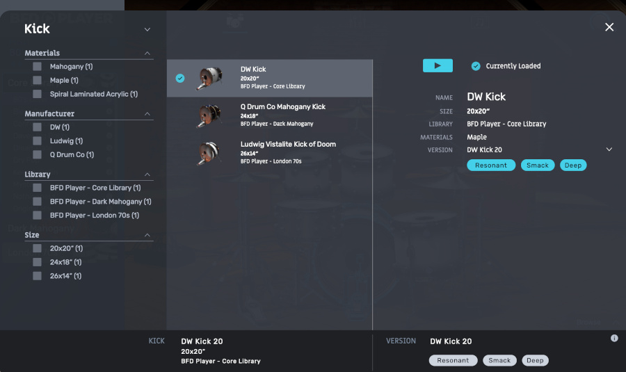 BFD Player - Kit Piece UI