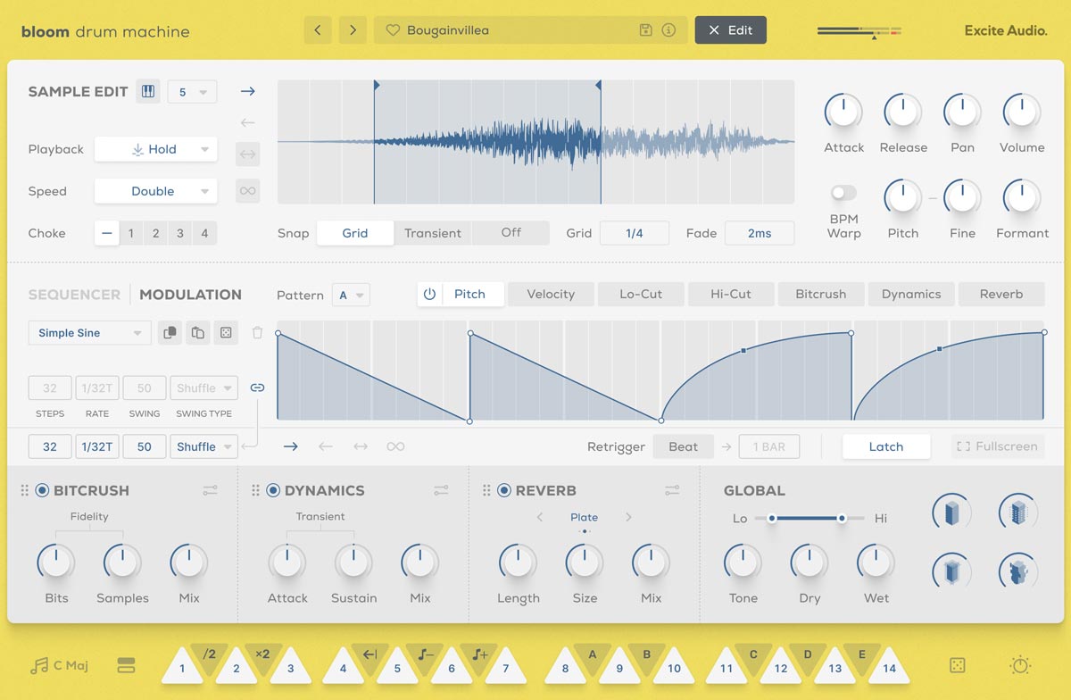 Bloom Drum Machine - Edit Page Modulation