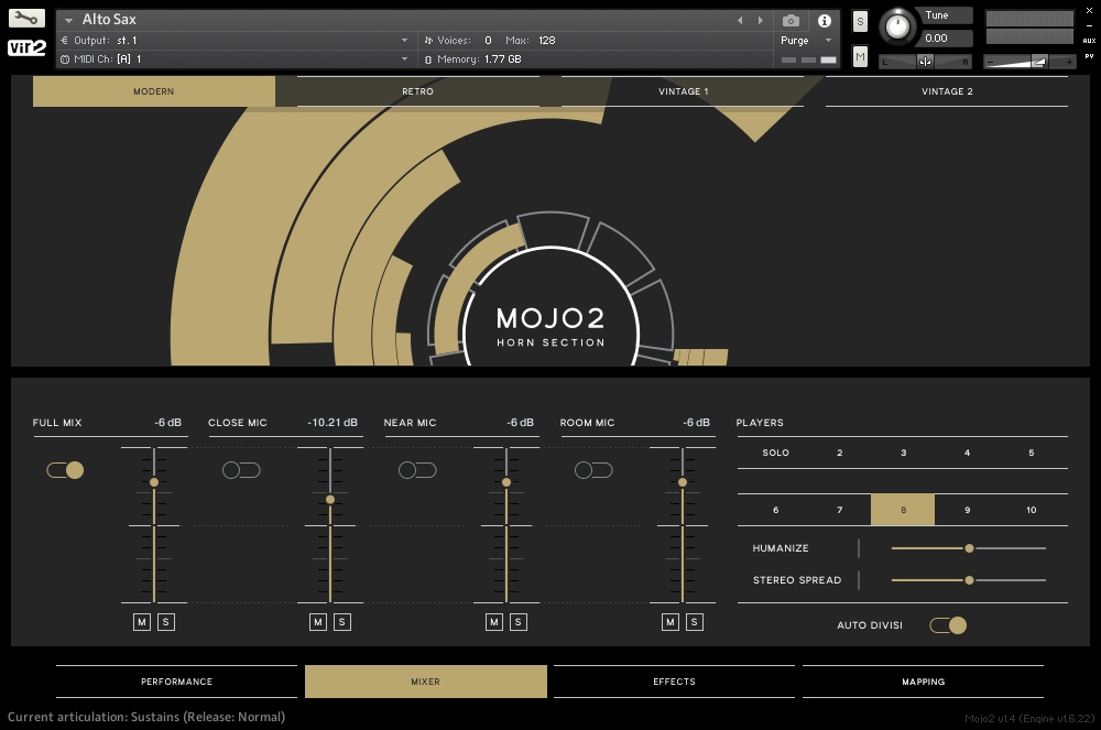 Mojo 2: Horn Section - User Interface (Mixer)