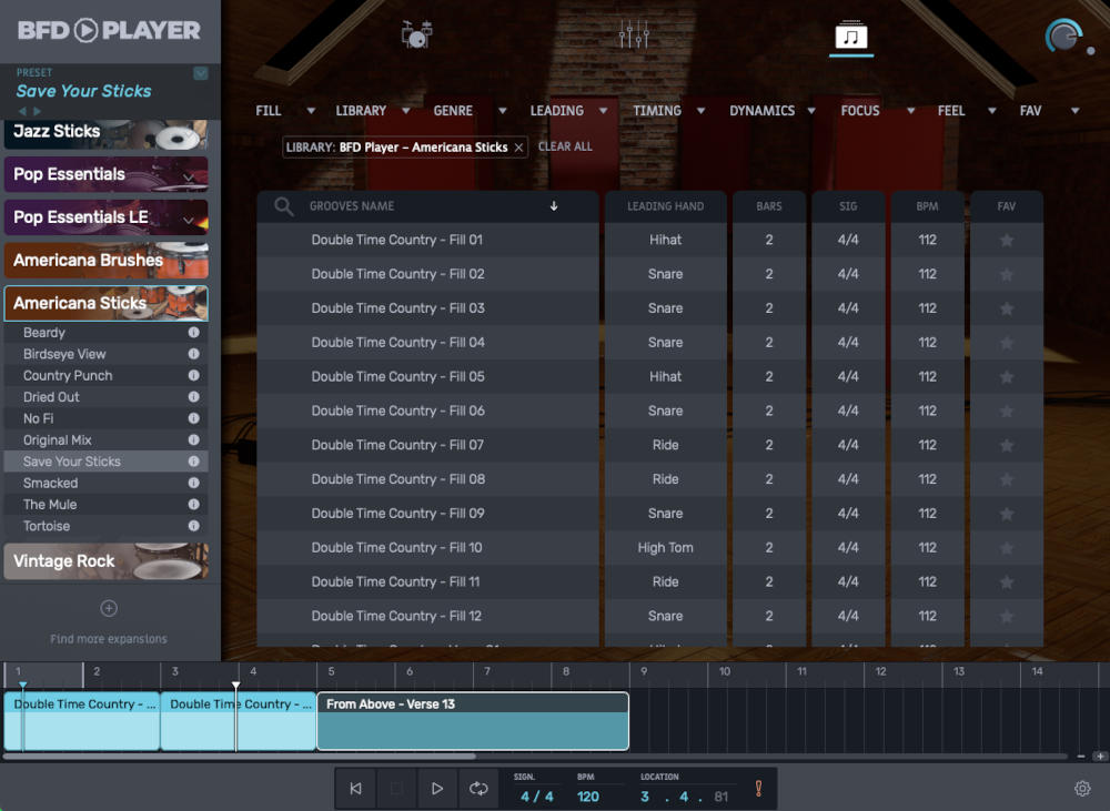 BFD Player Expansion: Americana Sticks - Grooves UI