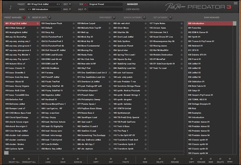 Rob Papen Predator 3 - Bank Manager Presets UI