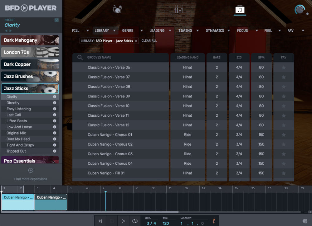 BFD Player Expansion: Jazz Sticks - Grooves UI