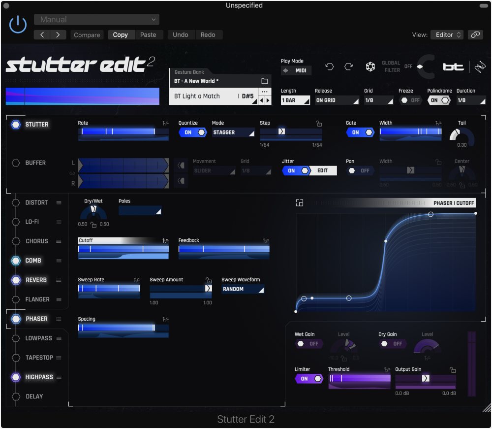 iZotope Stutter Edit 2 - User Interface - Phaser