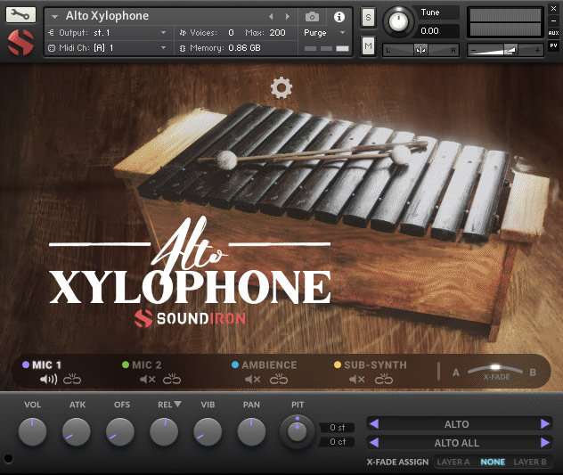 Soundiron Alto Xylophone - Main GUI