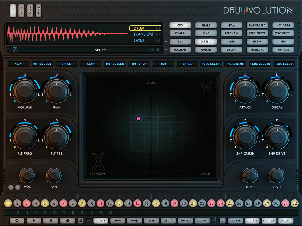 Drumvolution - XY Pad Tab UI