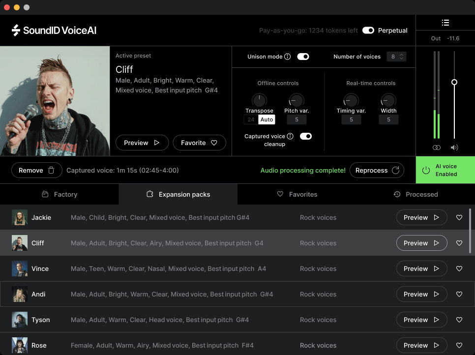 SoundID VoiceAI Rock Voices Expansion Pack - UI 2