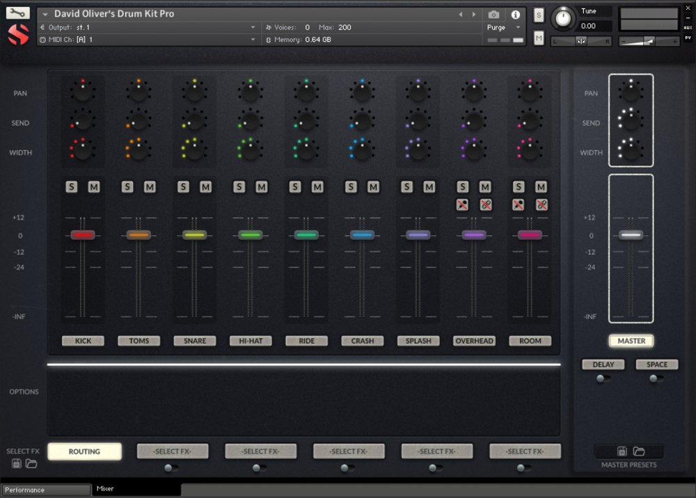 Soundiron David Oliver's Drum Kit - UI (Mixer View)