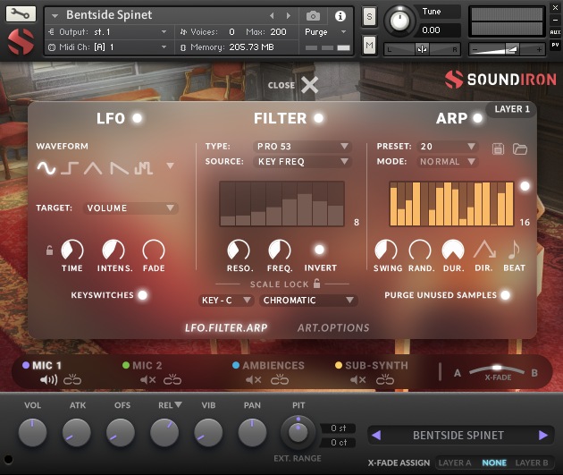 Soundiron Bentside Spinet - UI - Advanced View