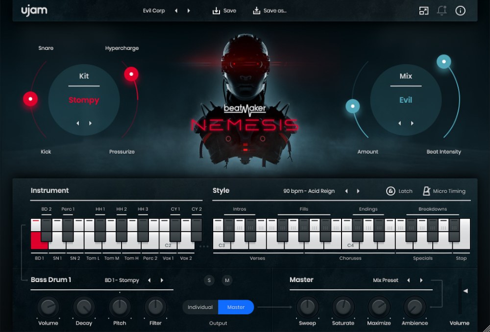 UJAM Beatmaker NEMESIS - User Interface