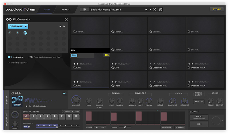 Loopcloud DRUM - Kit Gen Pad Tag UI 1