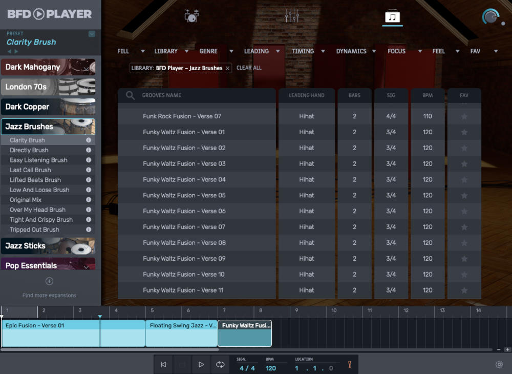 BFD Player Expansion: Jazz Brushes - Grooves UI