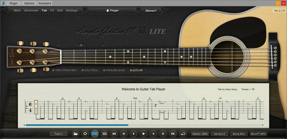 Ample Guitar M Lite II - FX Panel