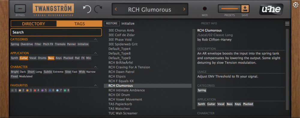 Twangström - User Interface (Presets Tags)