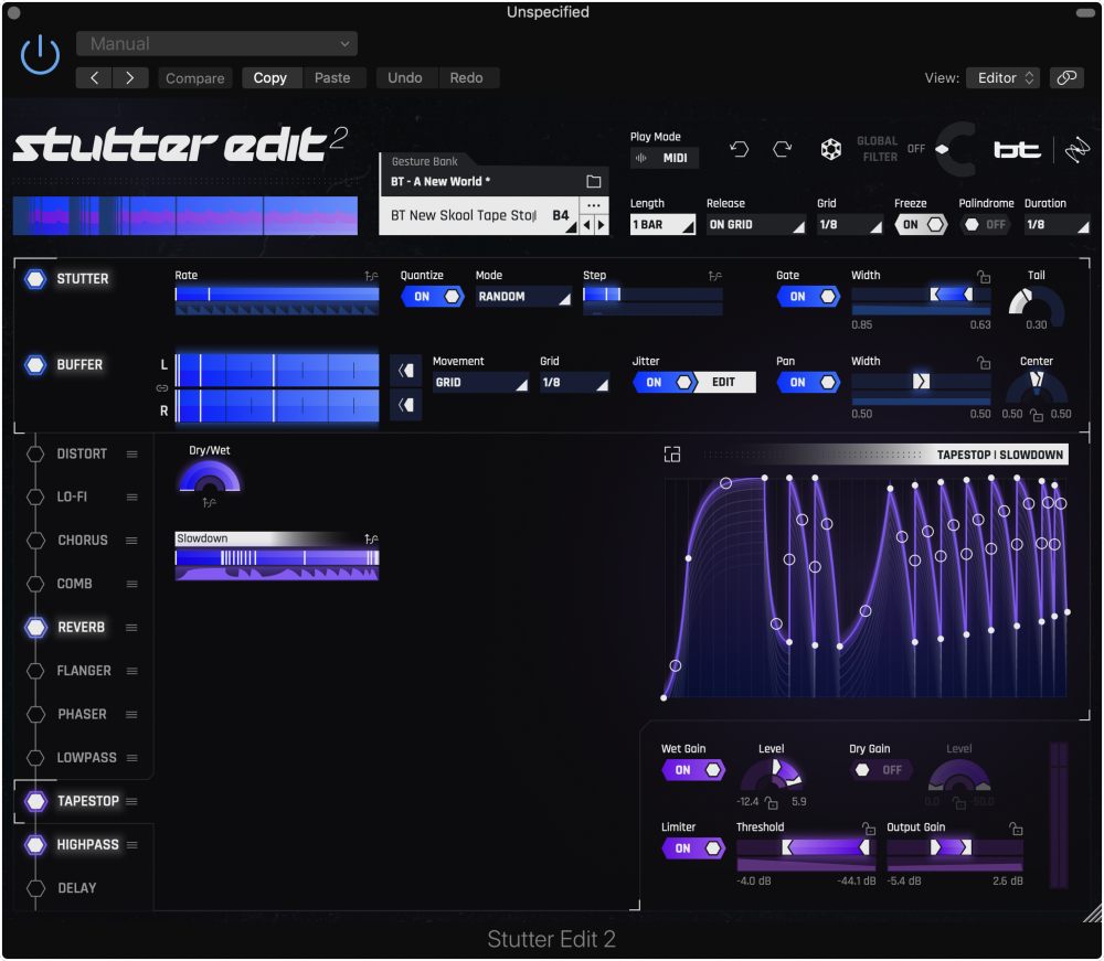 iZotope Stutter Edit 2 - User Interface - Tapestop