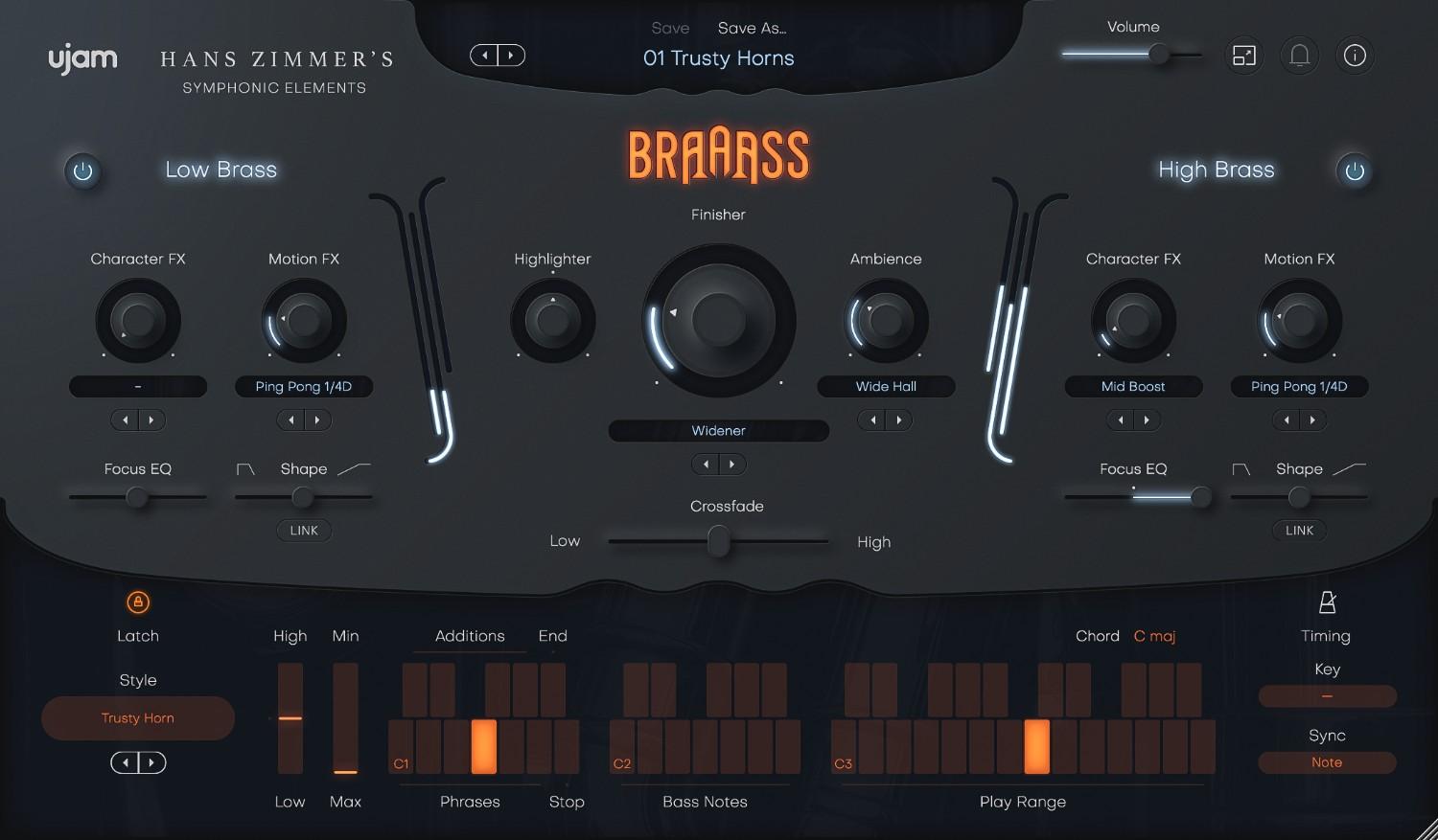 UJAM Symphonic Elements BRAAASS - User Interface