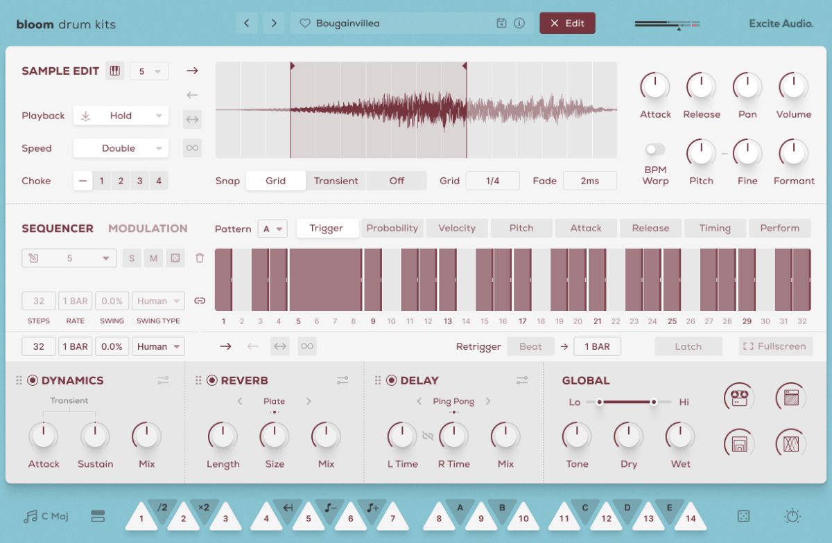 Bloom Drum Kits - Edit Page Sequencer (Trigger Tab)