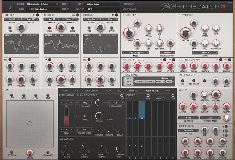 Rob Papen Predator 3 - Playmode UI