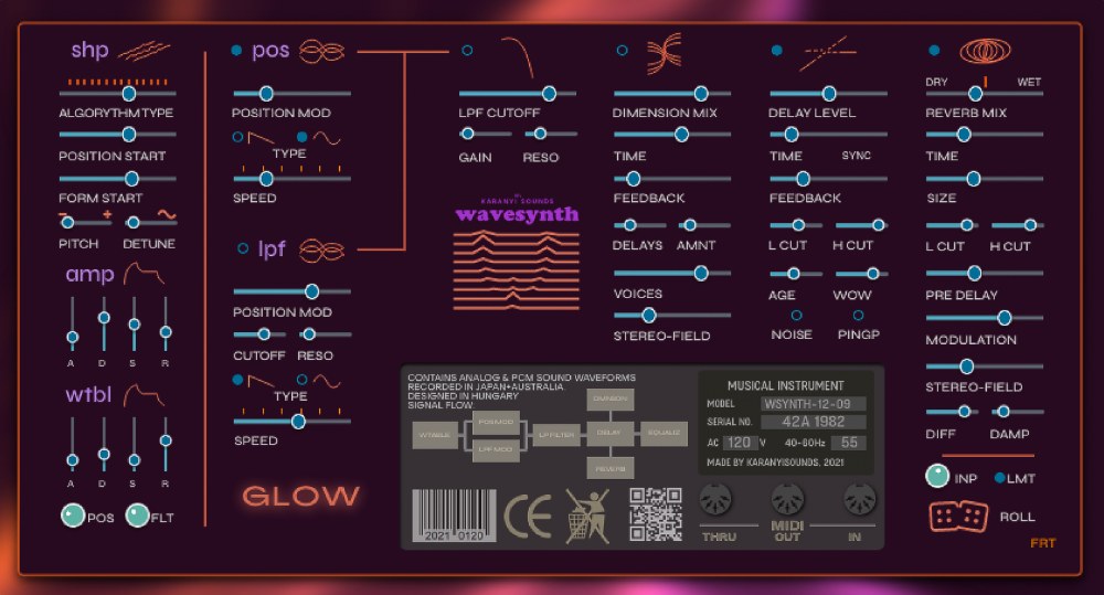 Karanyi Sounds Wavesynth GLOW - UI (Back)