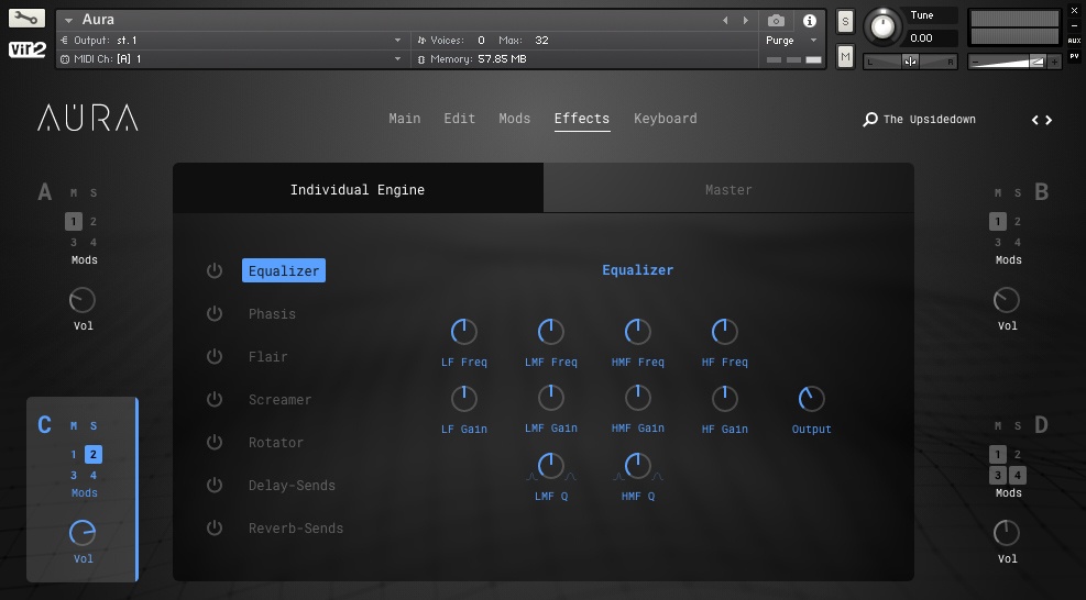 Big Fish Audio Aura: Atmospheric Drone Builder - User Interface (Effects Page)