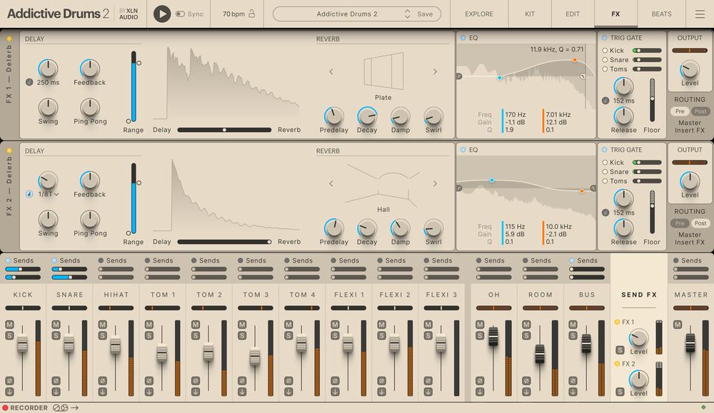 XLN Audio Addictive Drums 2: Custom Collection - AD2 FX Page View