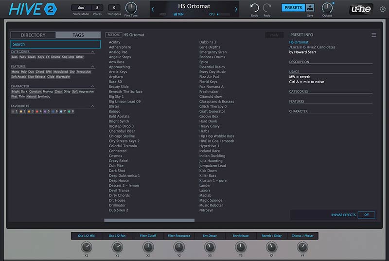 U-he Hive 2 Synth - Browser Tags