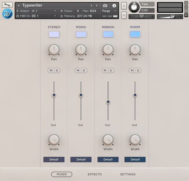 Typewriter - Mixer UI